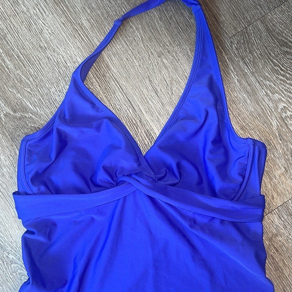 Athleta Blue Sleeveless halter swim top purple blue size 36 d / dd swim suit - Picture 2 of 5